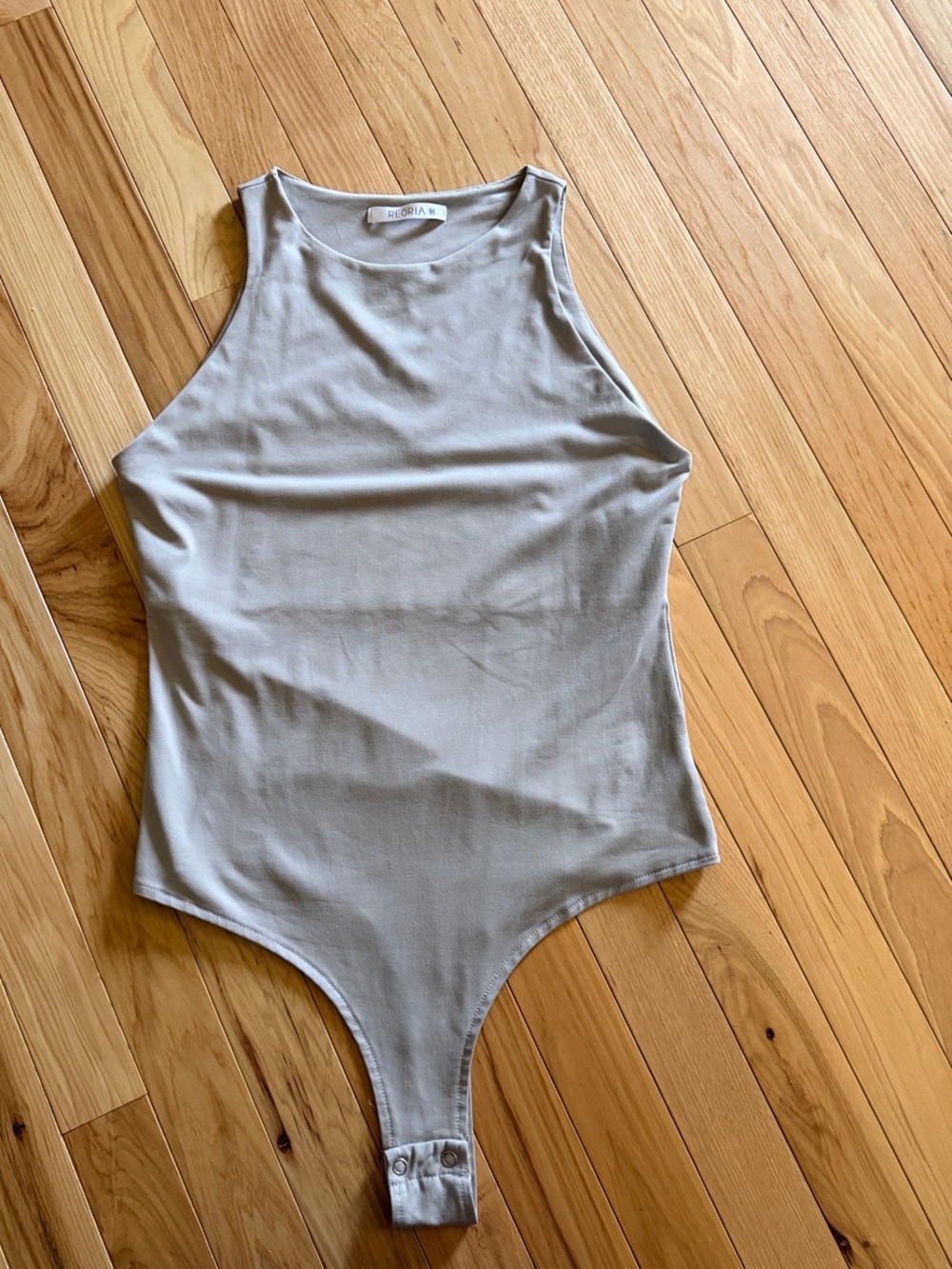 ReoRia Light Gray Sleeveless High Neck Bodysuit